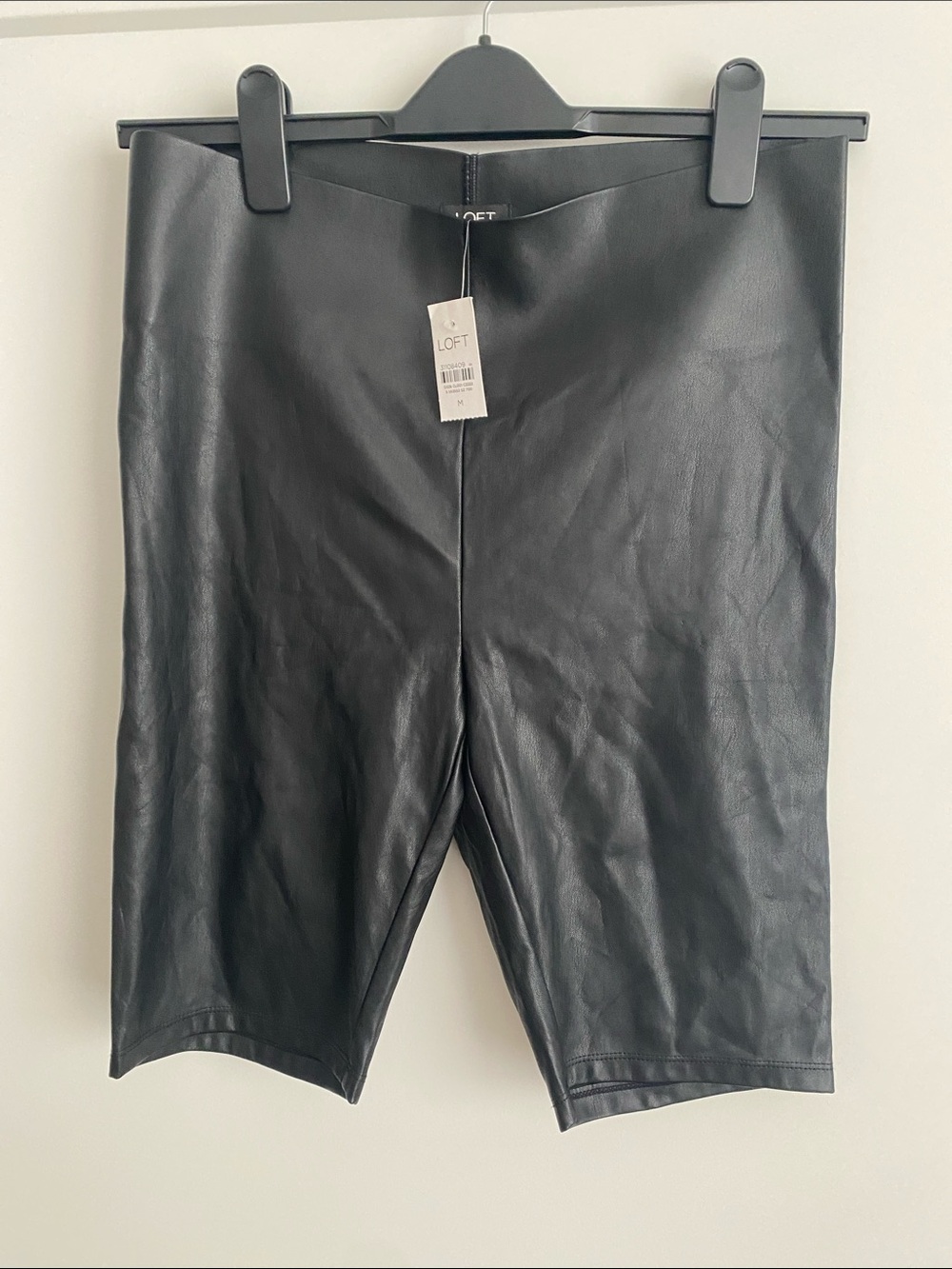 LOFT Black Faux Leather High-Rise Bike Shorts